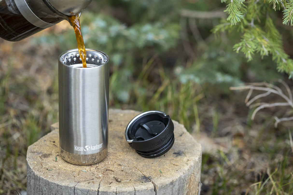 Klean Kanteen TKWide Silver Termosmugg i Rostfritt Stål 355 ml (café Cap) – Brushed Stainless