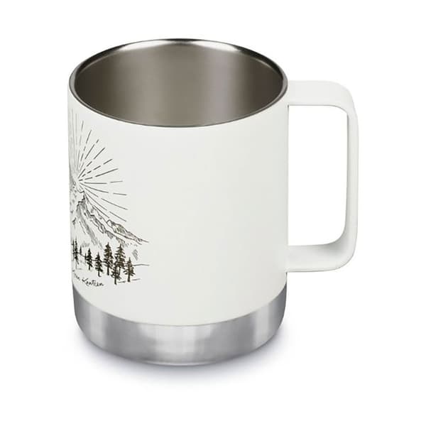 Klean Kanteen Camp Mug Vit Kaffemugg med Bergsmotiv i Rostfritt Stål 355 ml (tumbler Lid) – Mountain Matte White