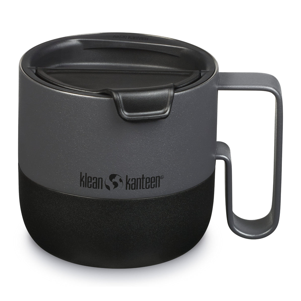 Klean Kanteen Rise Mug Svart Kaffemugg i Rostfritt Stål 414 ml (flip Lid) – Asphalt
