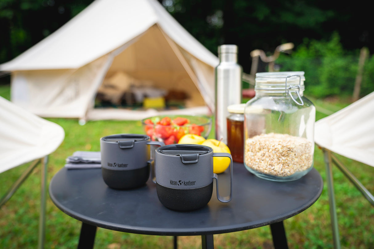 Klean Kanteen Rise Mug Svart Kaffemugg i Rostfritt Stål 414 ml (flip Lid) – Asphalt