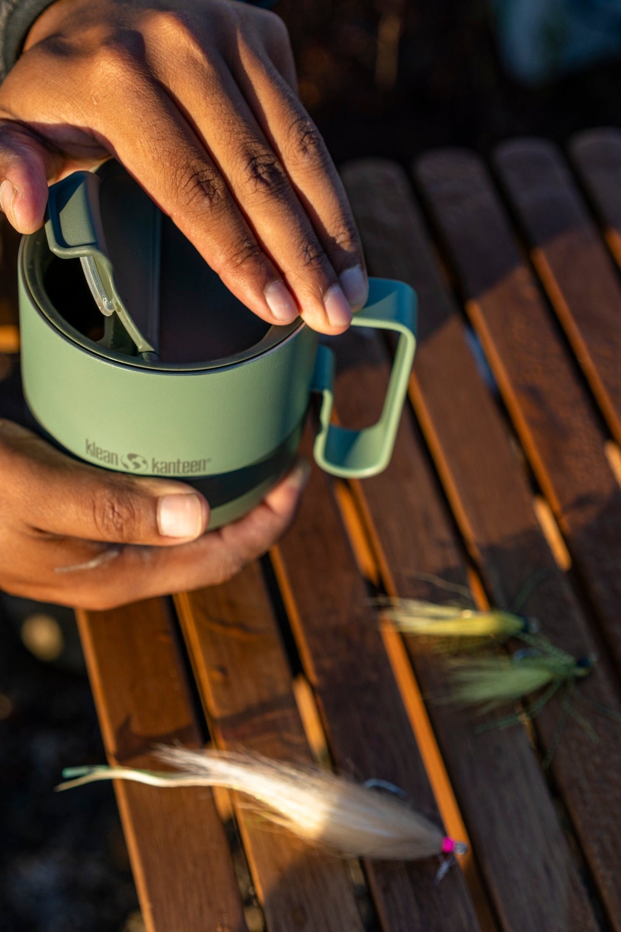 Klean Kanteen Rise Mug Grön Kaffemugg i Rostfritt Stål 414 ml (flip Lid) – Sea Spray