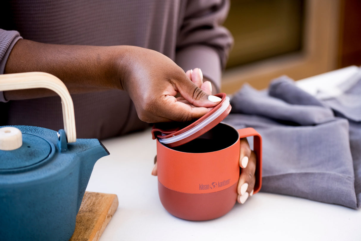 Klean Kanteen Rise Mug 414 ml Röd Kaffemugg i Rostfritt Stål (flip Lid) – Autumn Glaze