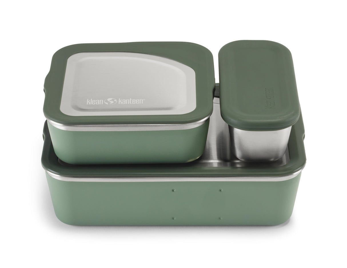 Klean Kanteen Family Set Grön Matlådset i Rostfritt Stål (big Meal, Lunch, Snack) – Sea Spray