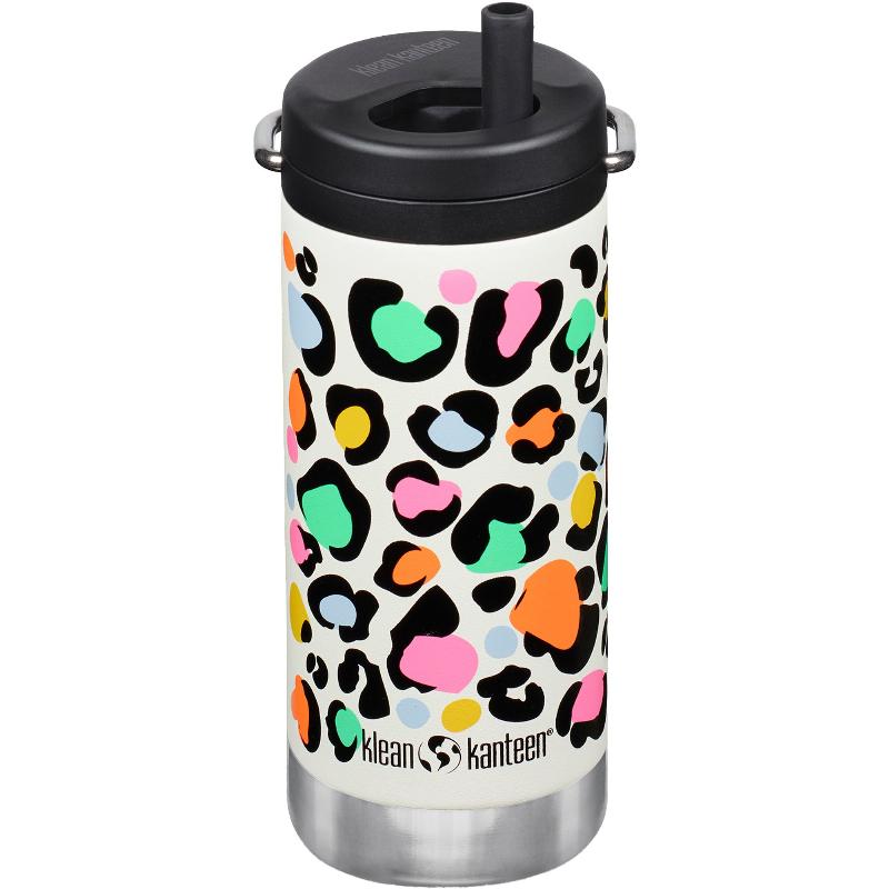 Klean Kanteen TKWide Färgglad Termoflaska med Leopardmönster i Rostfritt Stål 355 ml (twist Cap) – Leopard Print