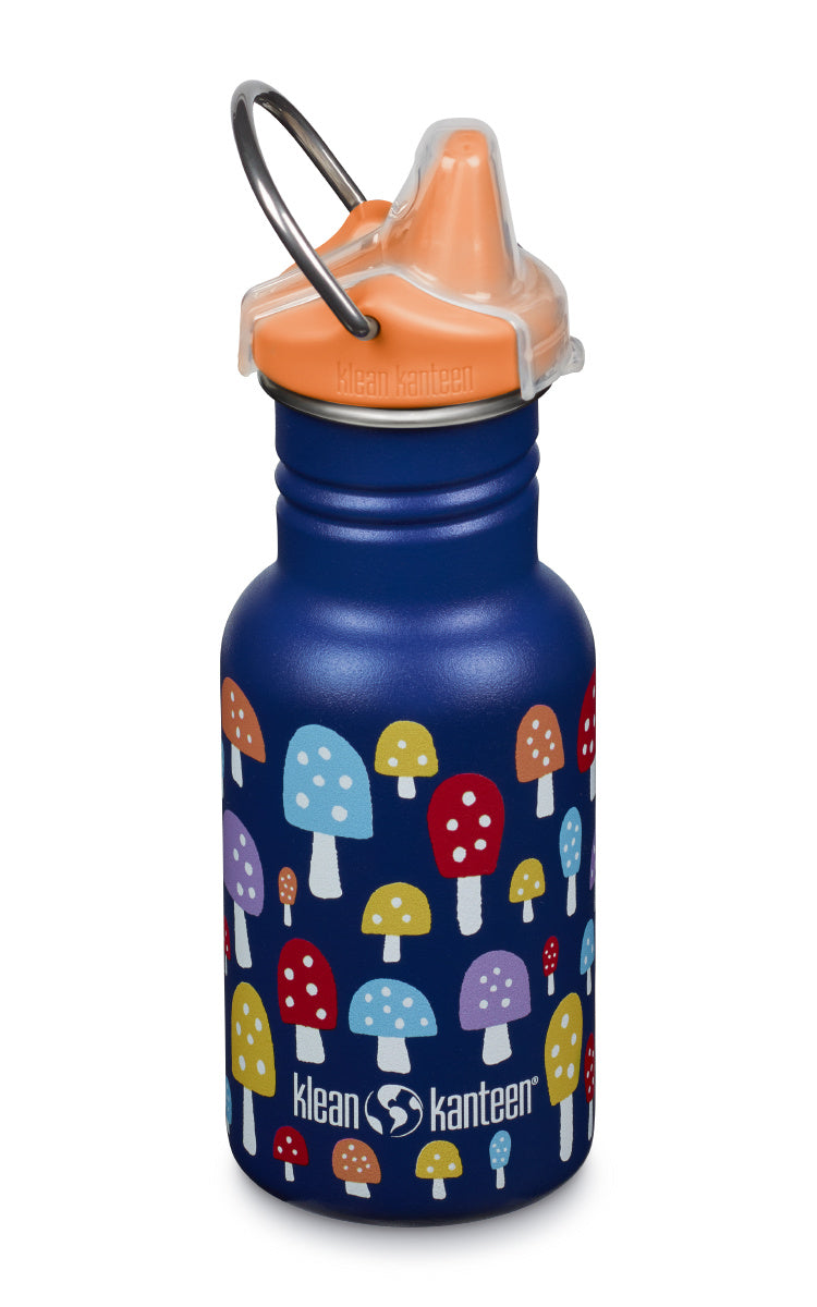 Klean Kanteen Kid Classic Narrow Barnflaska med Svampmotiv i Rostfritt Stål 355 ml (kid Sippy Cap) – Mushrooms