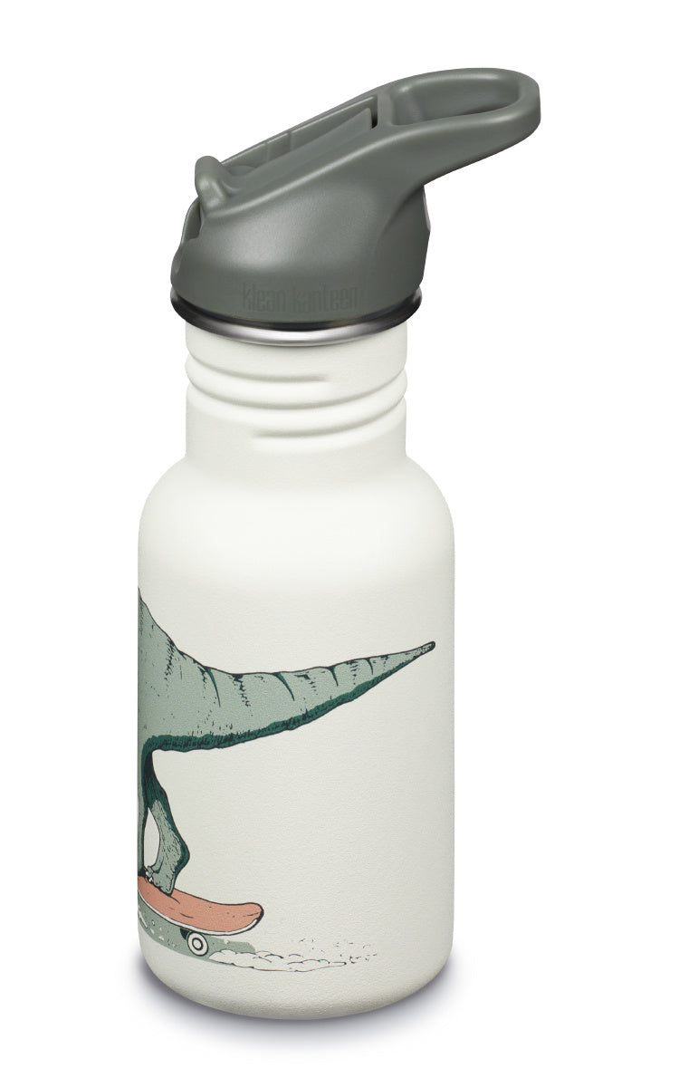 Klean Kanteen Kid Classic 355ml Dino Skate – Blå Barnflaska med Dinosaurier