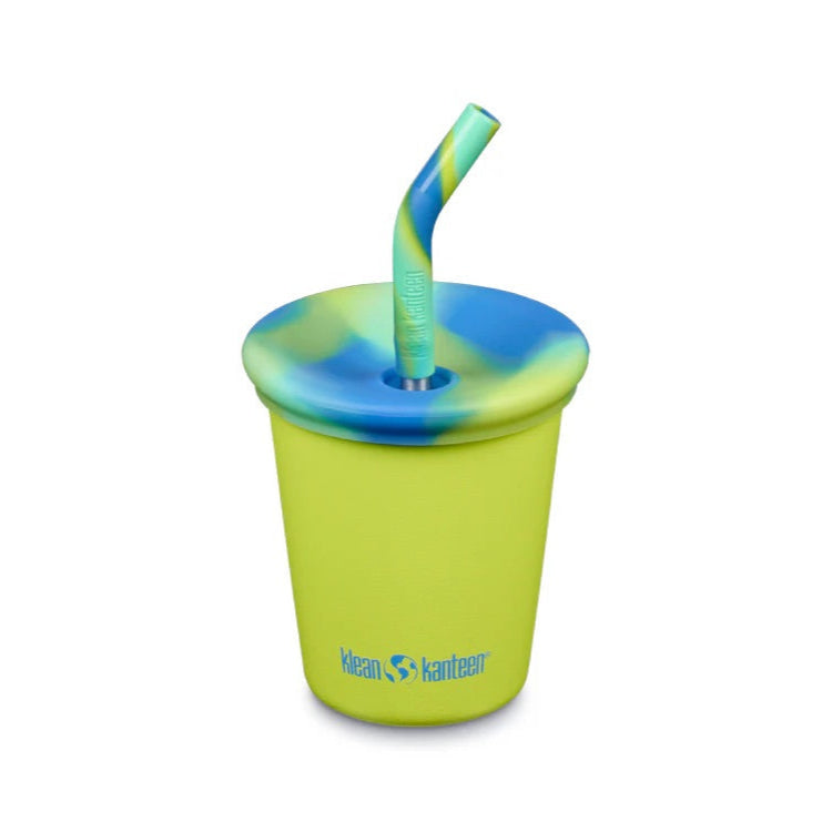 Klean Kanteen Kid Cup Grön Barnmugg i Rostfritt Stål 296 ml (kid Straw Lid) – Juicy Pear