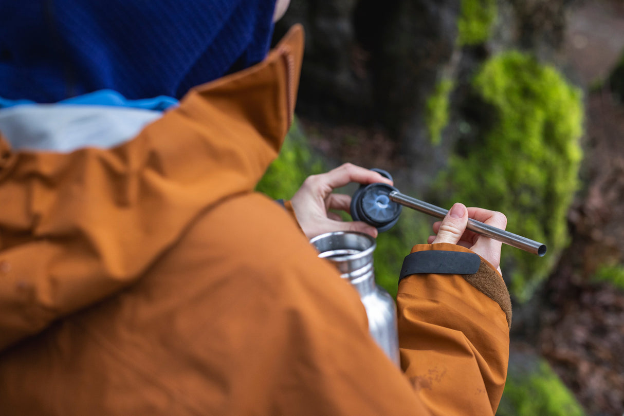 Klean Kanteen Flip Seal Sport Cap med Sugrör i Svart för Classic-Flaskor