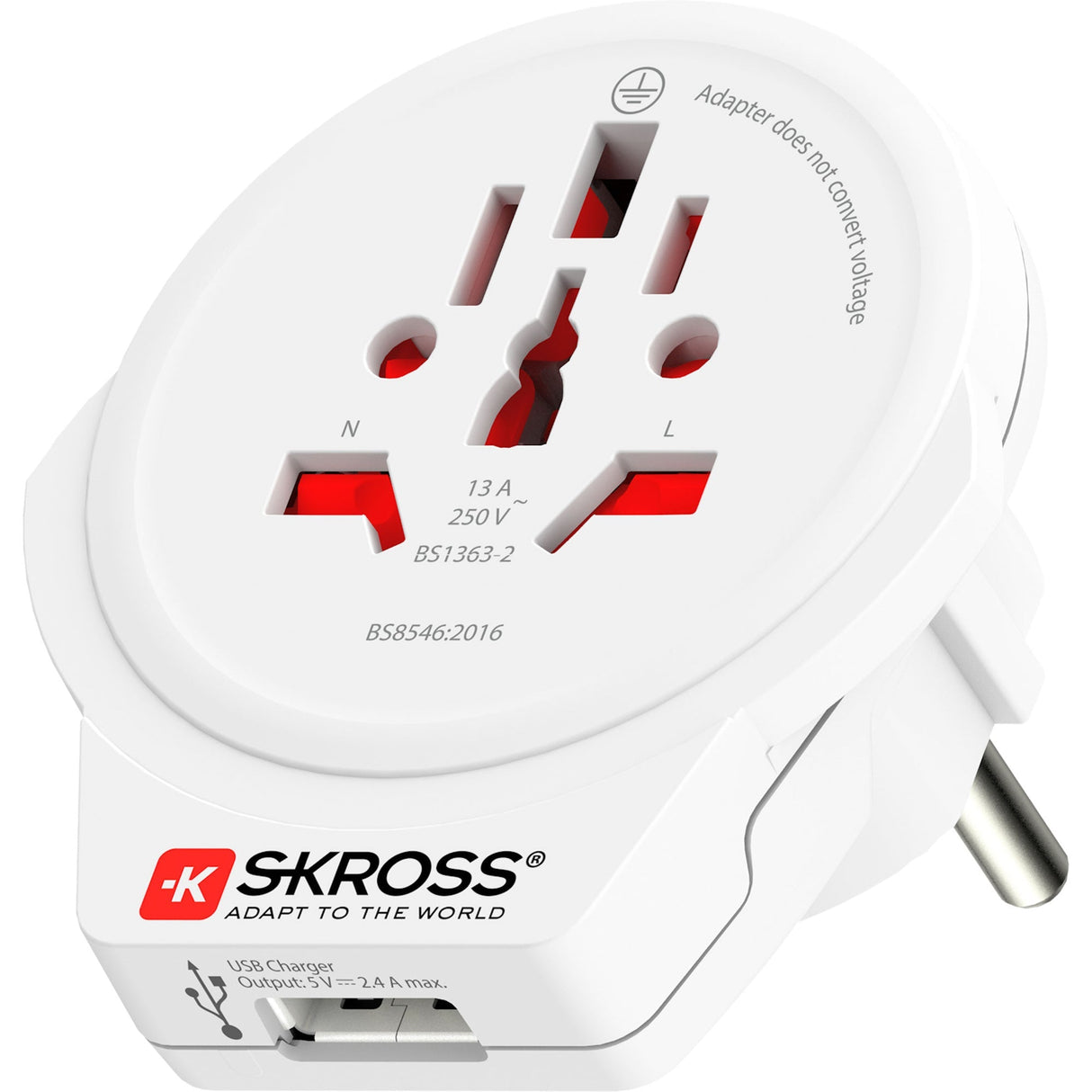SKROSS Reseadapter – Världen Till Europa USB-A 12W Jordad
