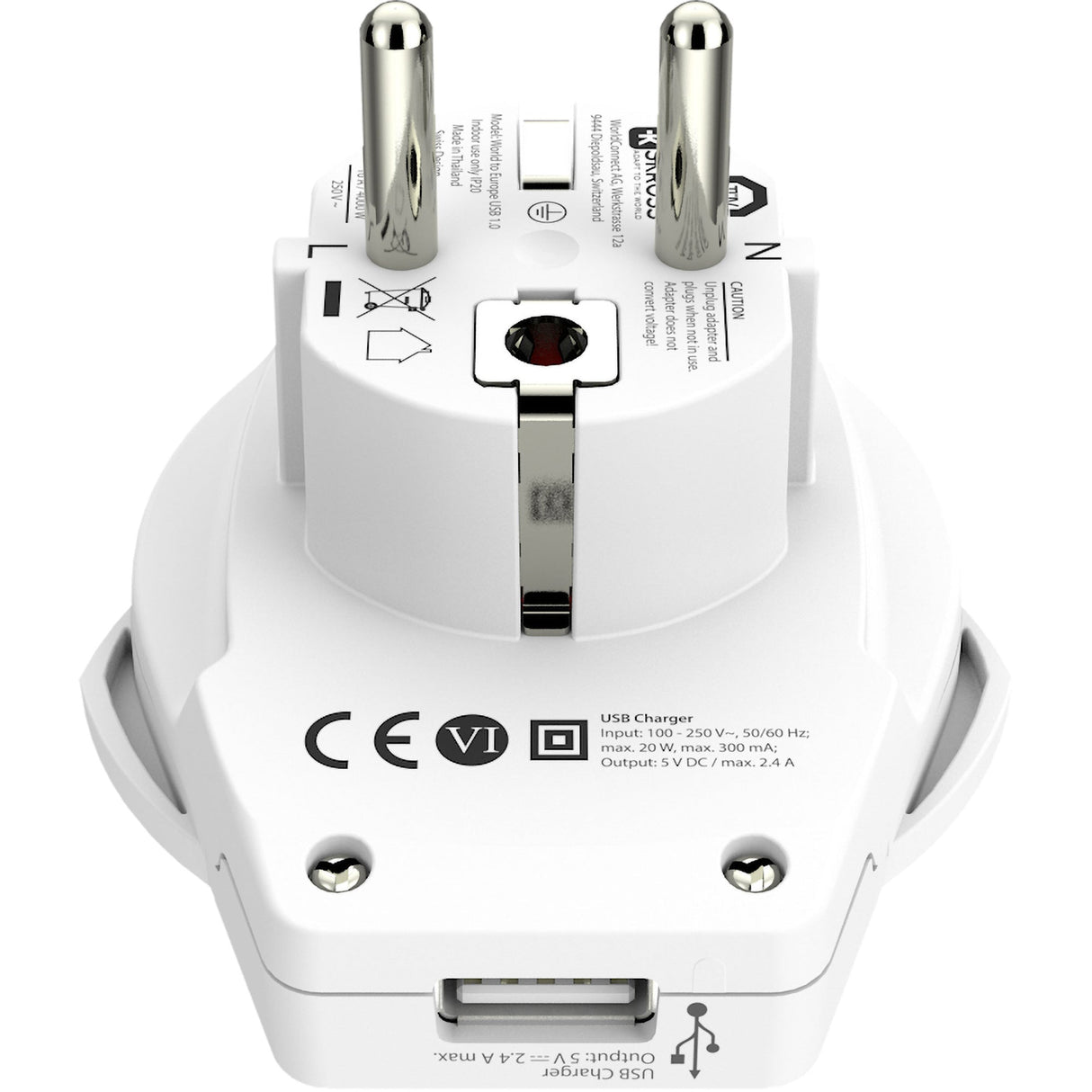 SKROSS Reseadapter – Världen Till Europa USB-A 12W Jordad