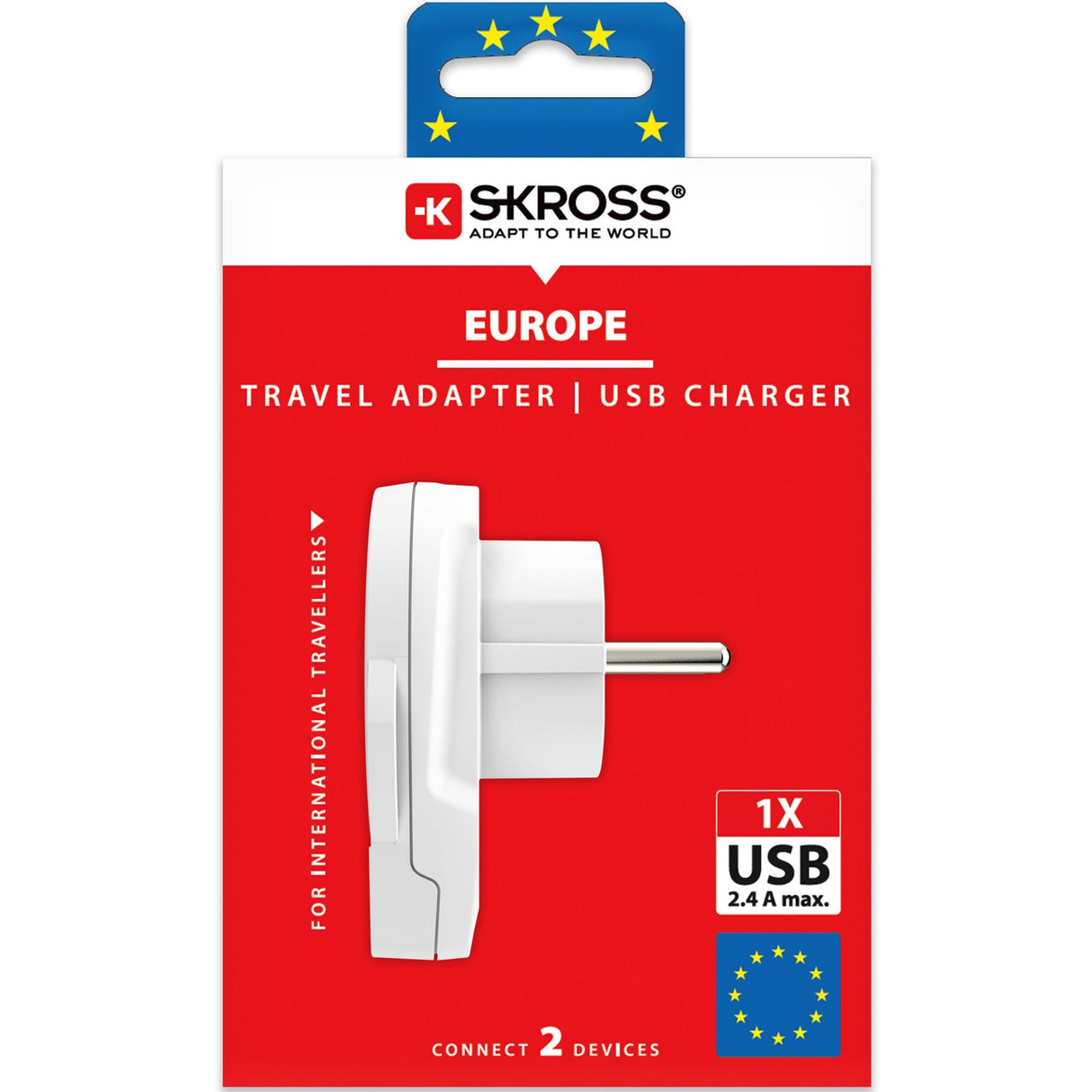 SKROSS Reseadapter – Världen Till Europa USB-A 12W Jordad