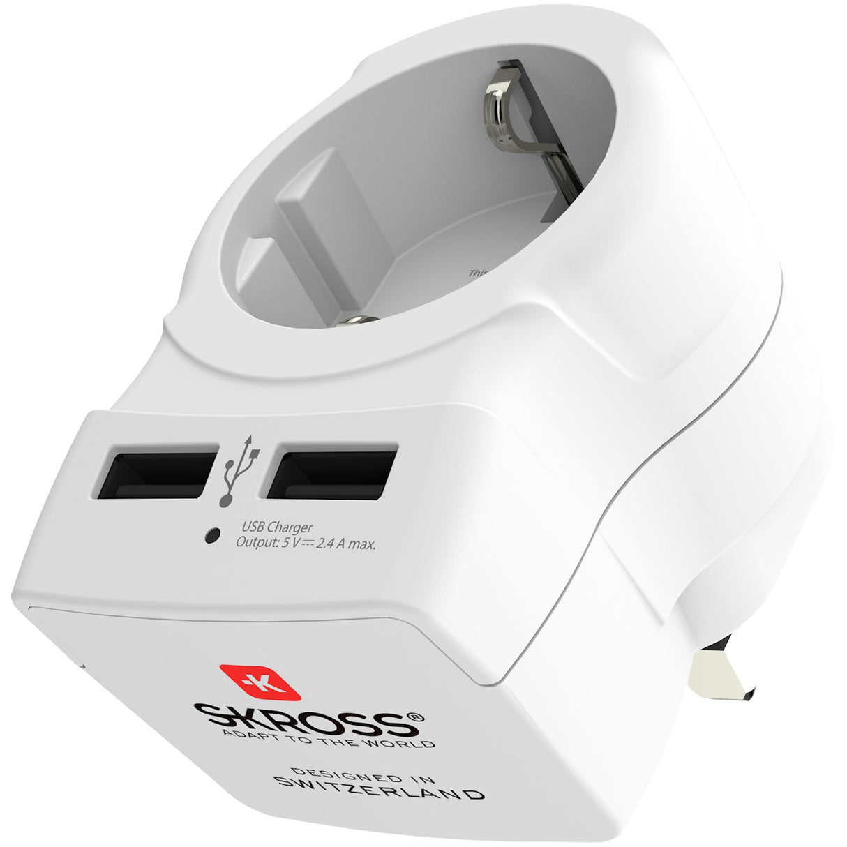 SKROSS Reseadapter – Europa Till UK M.fl. 2×USB-A 12W Jordad