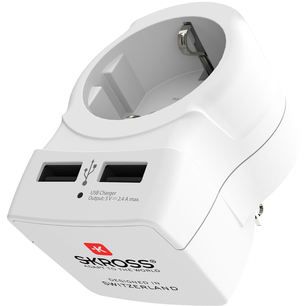 SKROSS Reseadapter – Europa Till USA M.fl. 2×USB-A 12W Jordad