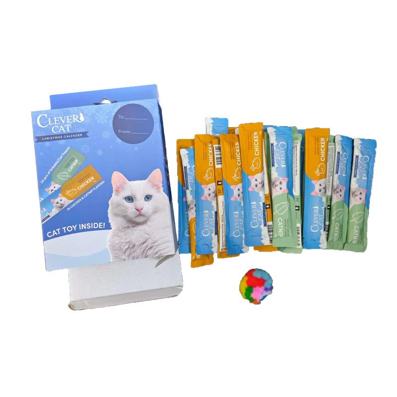 Clever Cat Creamy Kattgodis Julgåva – 24 st + 1 leksak – 360 g
