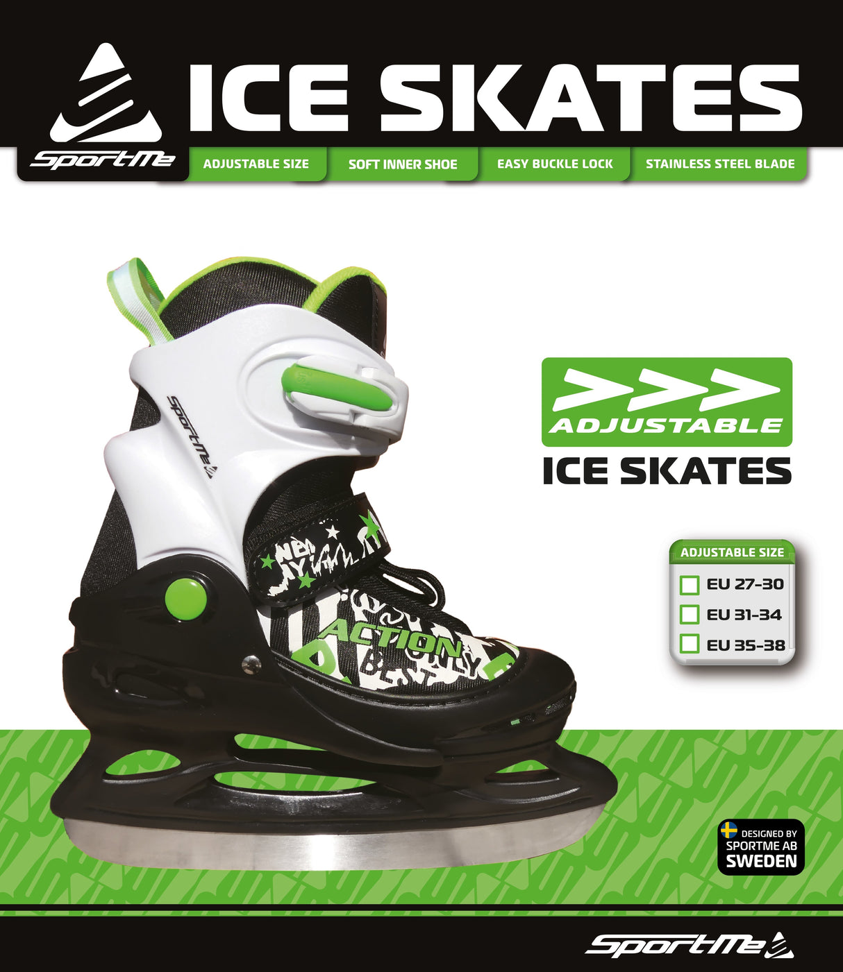 SportMe Skridsko Grön stl 30-33