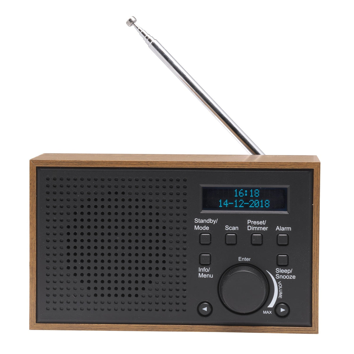 Denver Radio DAB+/FM Klocka Alarm DAB-46DGR Trä/Grafitgrå