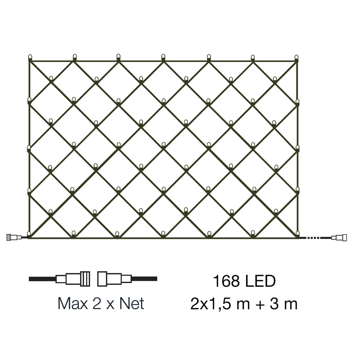 LightsOn Net Ljusnät 2x1,5m med 168 Ljuspunkter