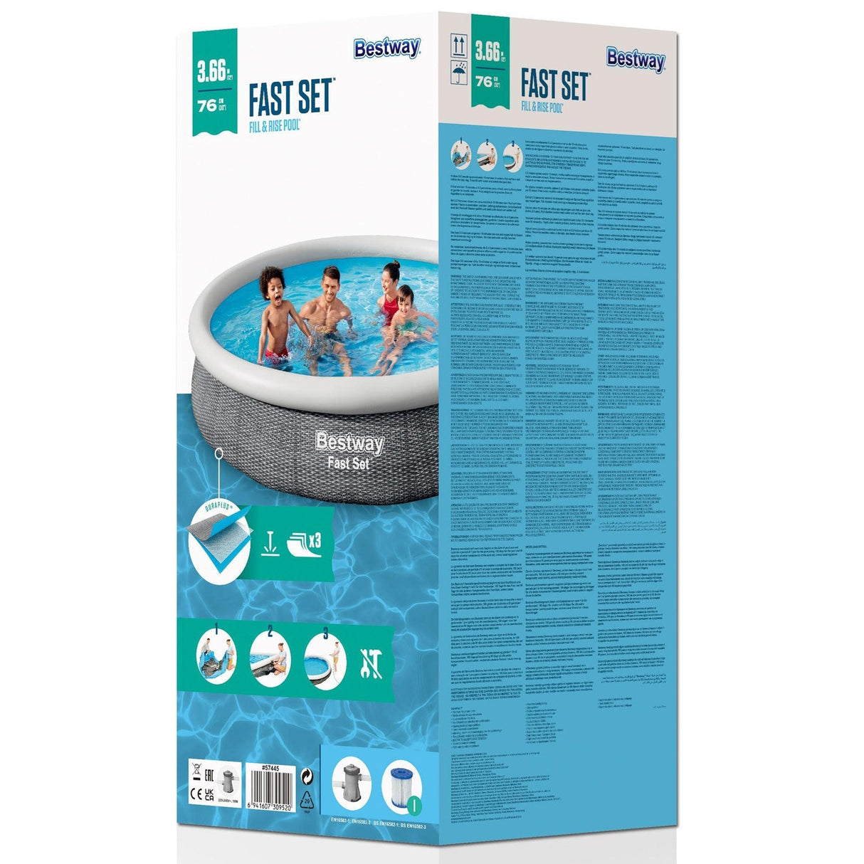 Bestway Fast Set Pool – Uppblåsbar Pool 366×76 cm
