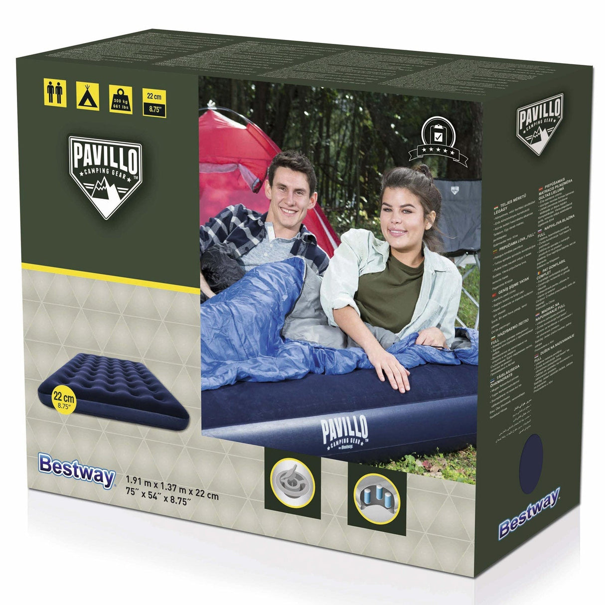 Bestway Pavillo Luftmadrass 191×137×22 cm Dubbelluftmadrass