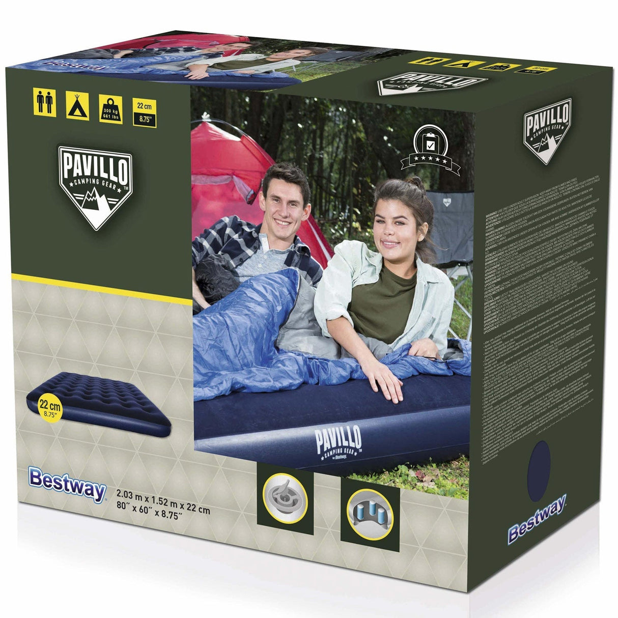 Bestway Pavillo Dubbel Luftmadrass 152cm – Uppblåsbar Extrasäng & Gästsäng
