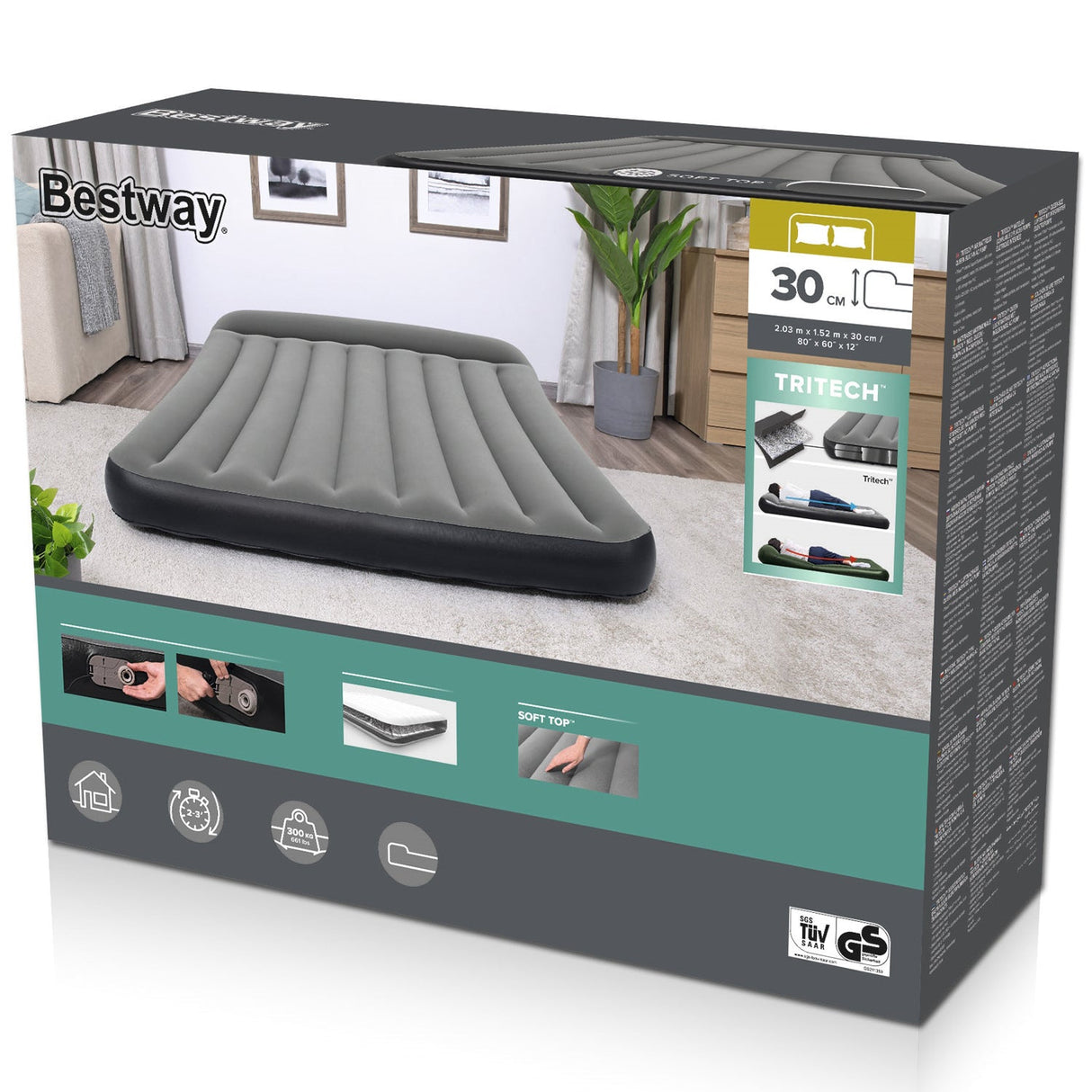 Bestway Tritech Luftmadrass – 203×152×30 cm