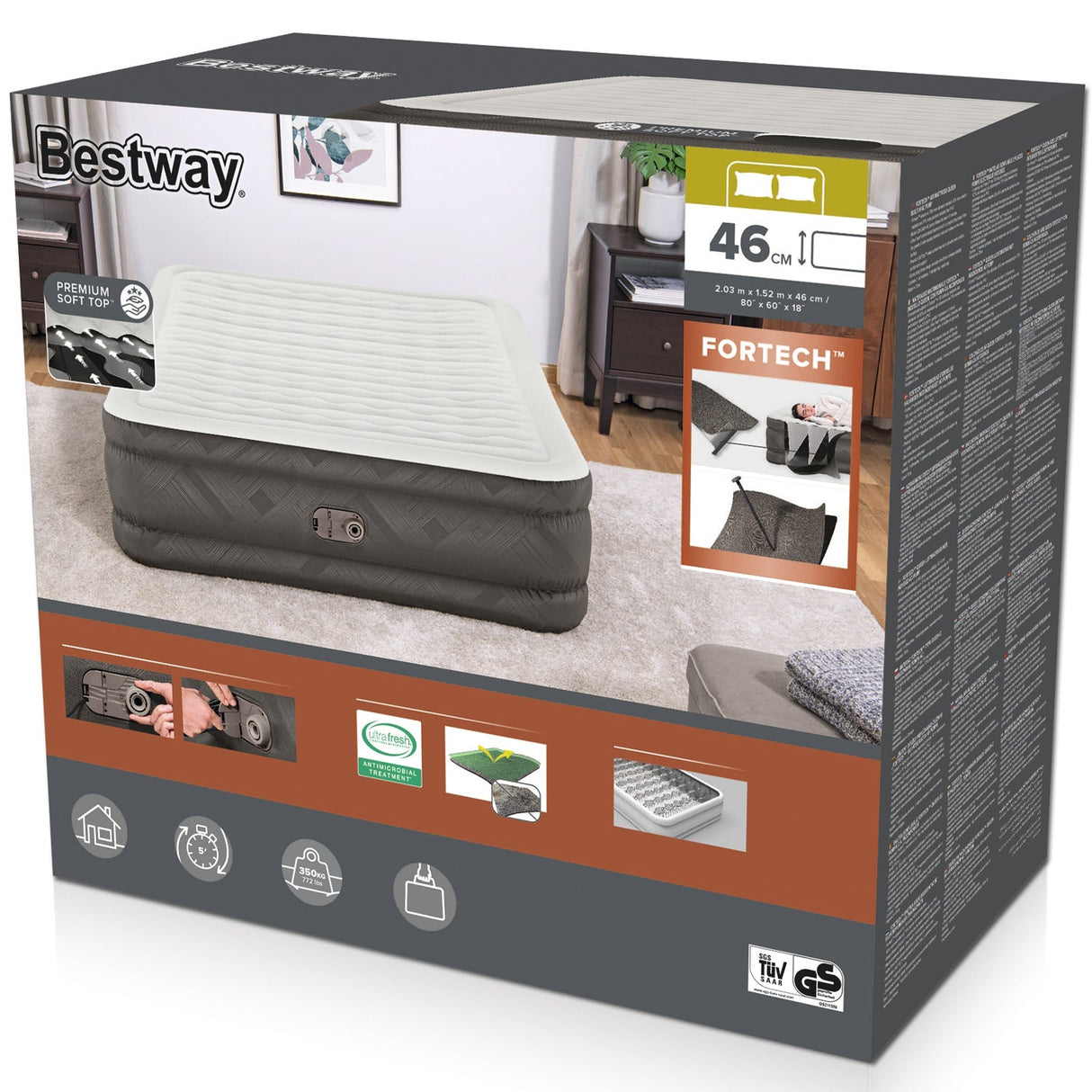 Bestway Fortech Luftmadrass – 203×152×46 cm