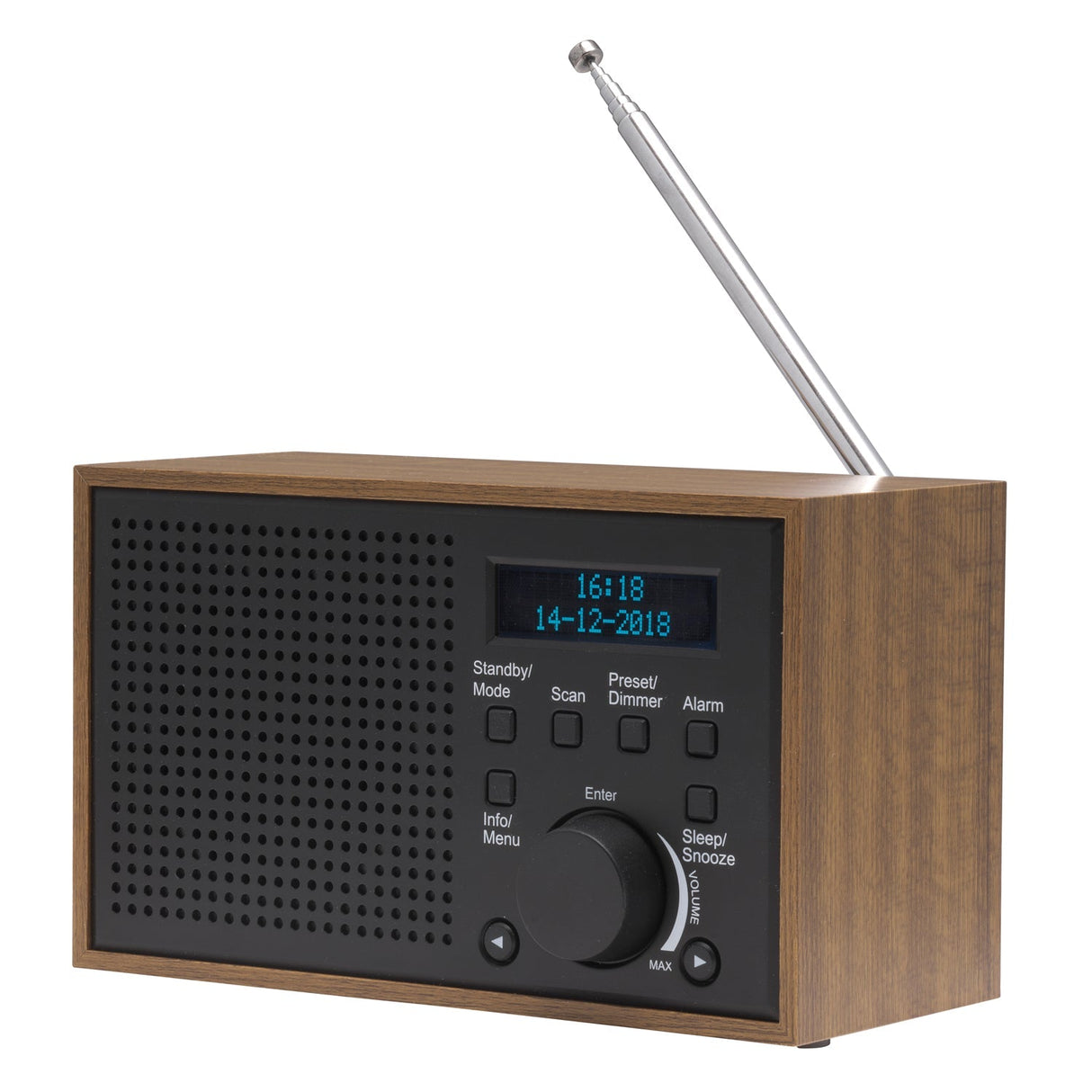 Denver Radio DAB+/FM Klocka Alarm DAB-46DGR Trä/Grafitgrå