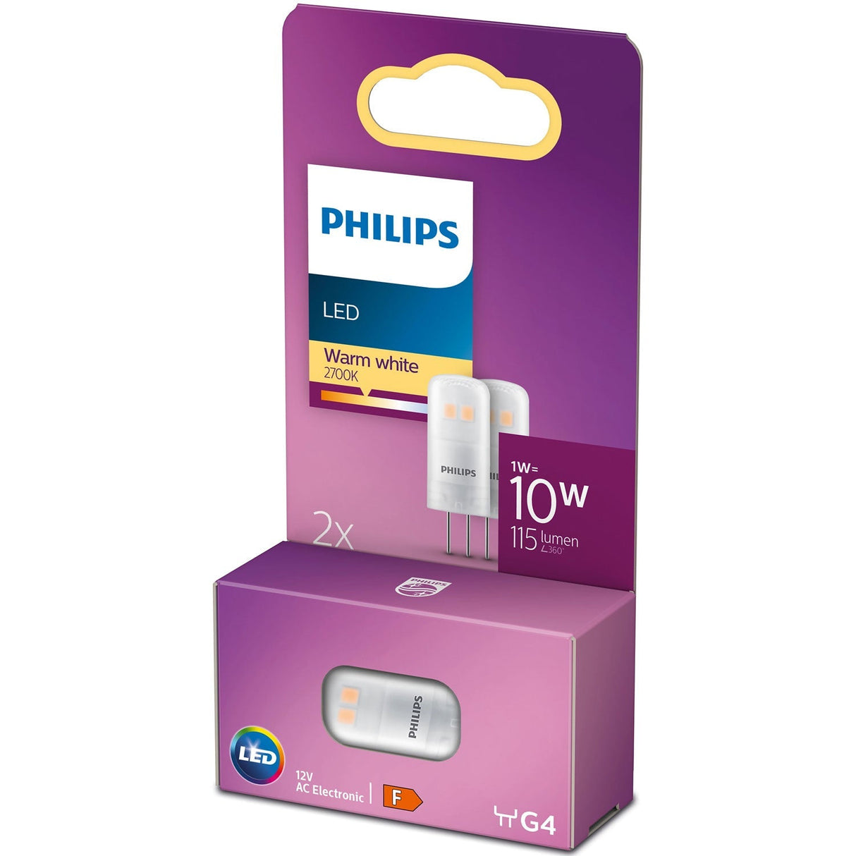 Philips LED G4 1W (10W) 12V 115lm Varmvit 2-pack