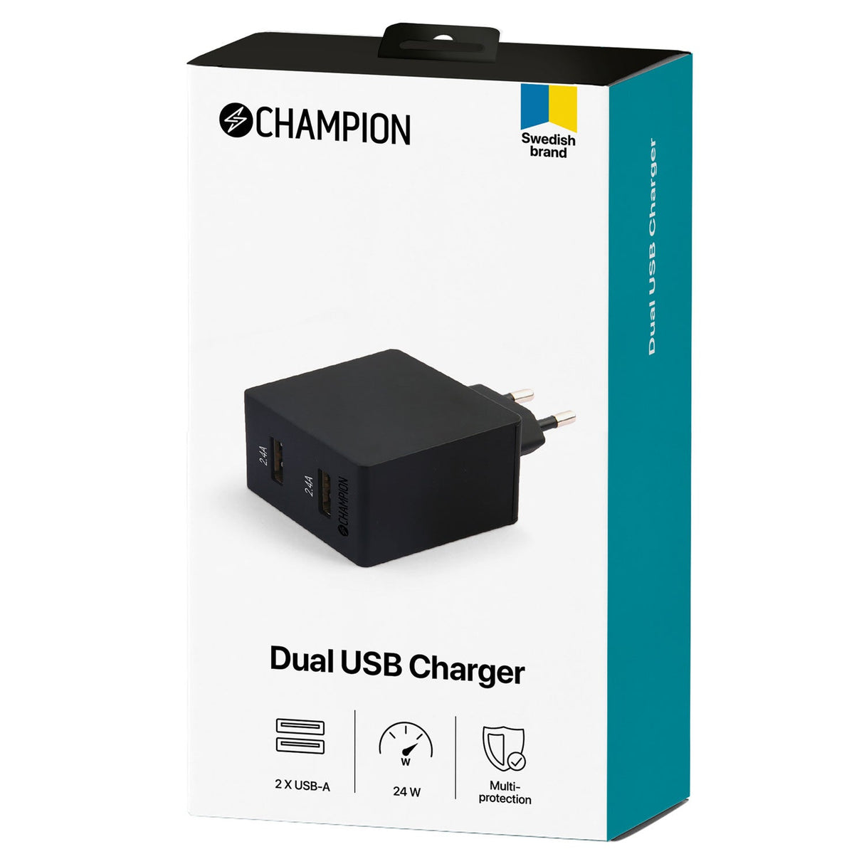 Champion Laddare 24W 2-Port - Svart