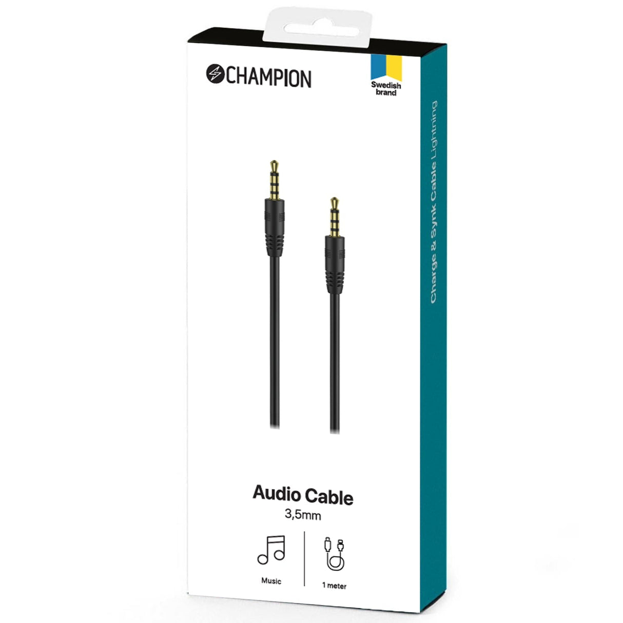 Champion 3,5mm Audiokabel 1m - Svart