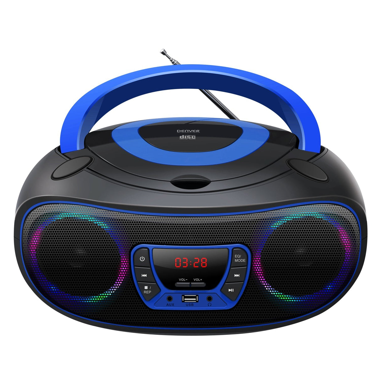 Denver Boombox FM-Radio CD USB Bluetooth TCL-212BTBU Svart/Blå