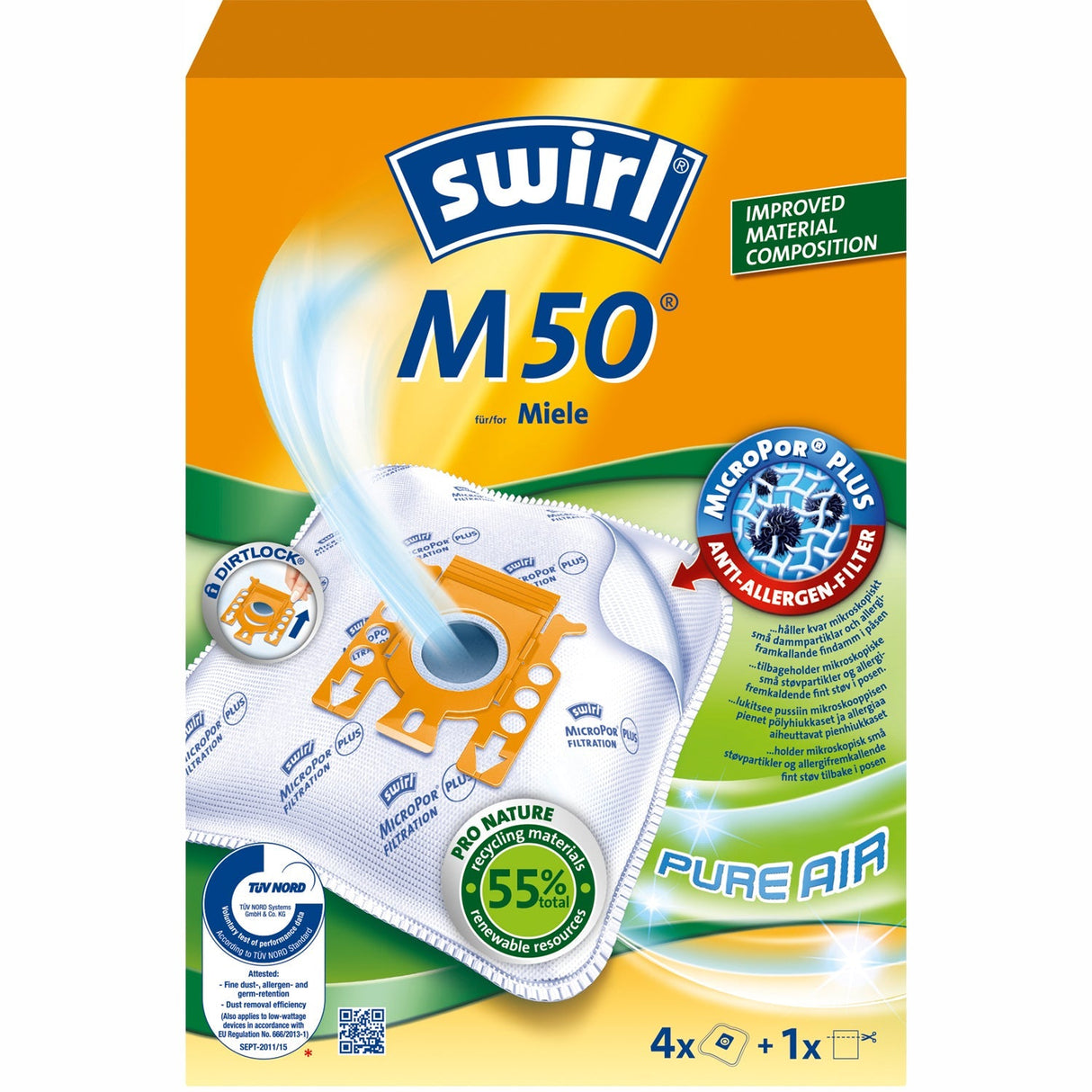 Swirl Dammsugarpåsar M50 OBS 3X4ST 3ST DFP