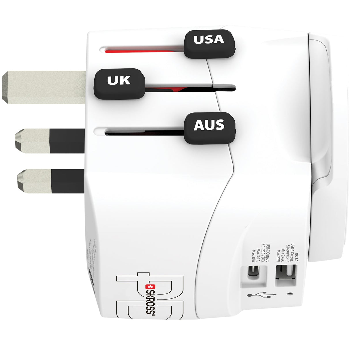 SKROSS Världsreseadapter PRO Light USB AC30PD – World PD 30W Jordad