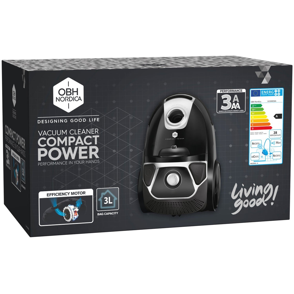 Obh Nordica Dammsugare Compact Power Vacuum Cleaner Bag 750W Vo3985Na