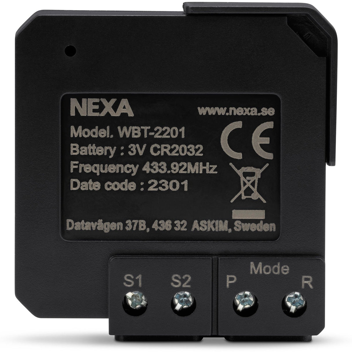 Nexa Wbt-2201 Inbyggnadsändare Batteri På/Av/Dimmer 2 Kanaler