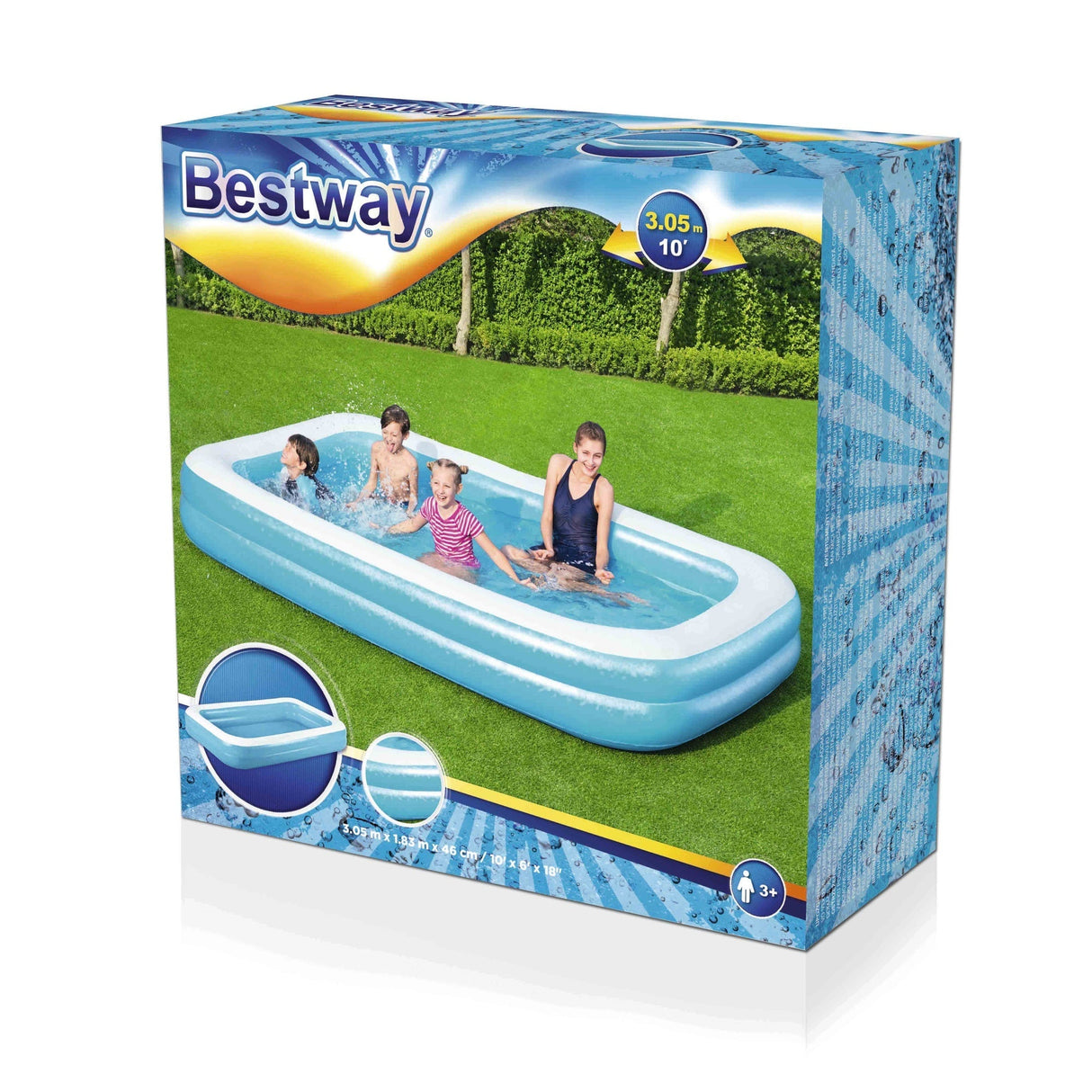 Bestway Familjepool Blå Rektangulär 305 X 183 X 46cm