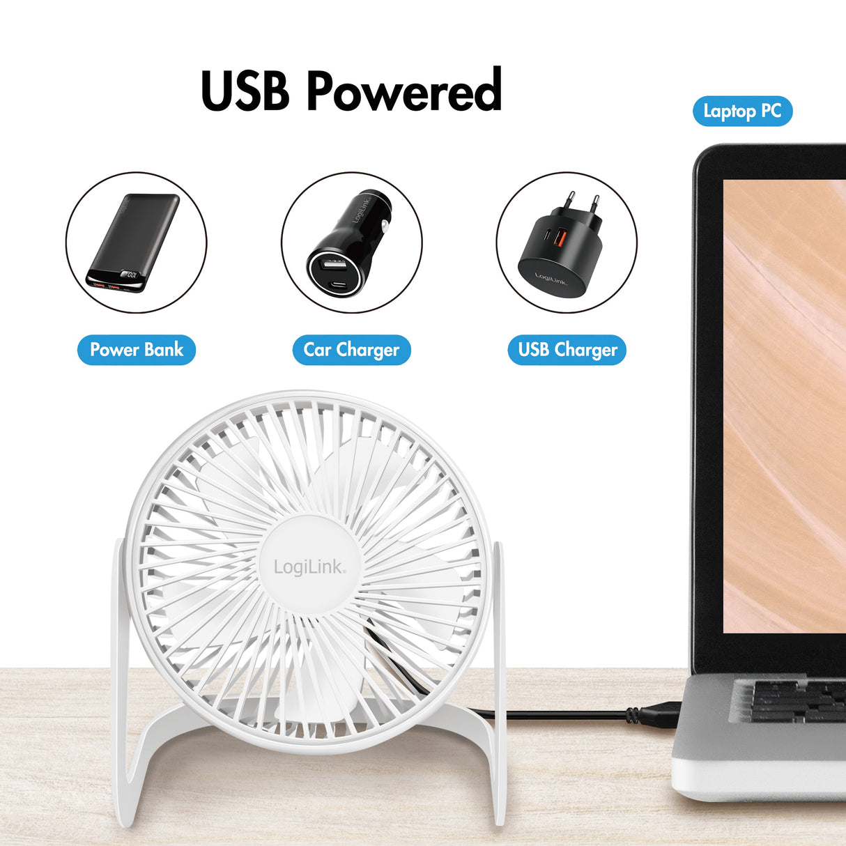 Logilink Usb-Fläkt Ø15,24 Cm Vit