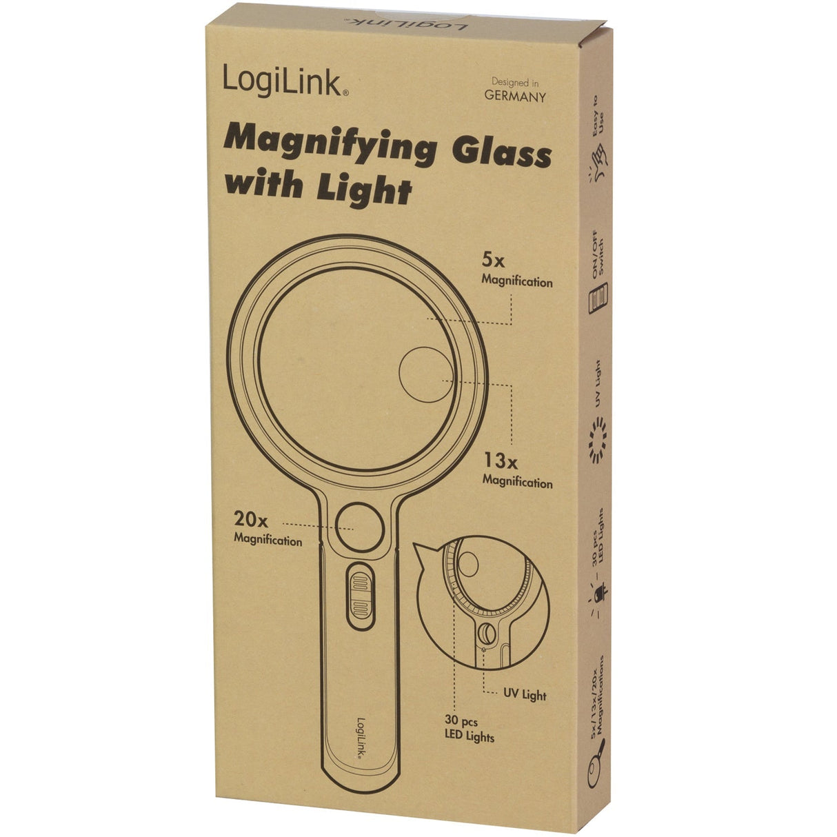 Logilink Förstoringsglas Ø9Cm Med Led-Belysning