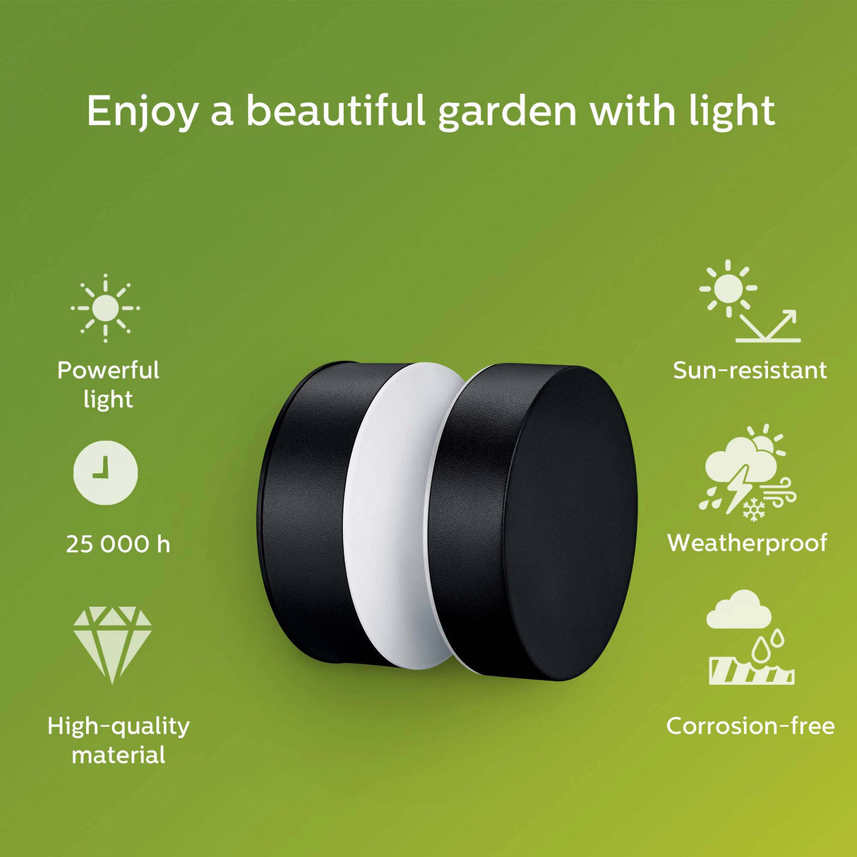 Philips Laven LED-vägglampa Rostfritt stål Svart IP44 Varmit 6W 600lm