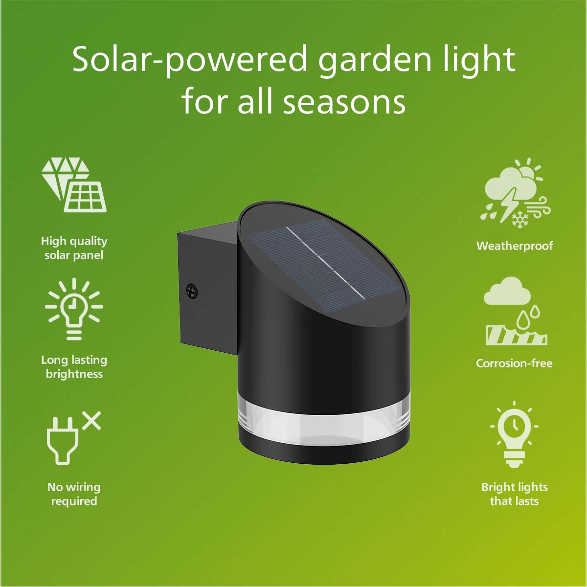 Philips Fyve Vägglampa Vinklad Solcell Ultra Efficient Led 200Lm Svart