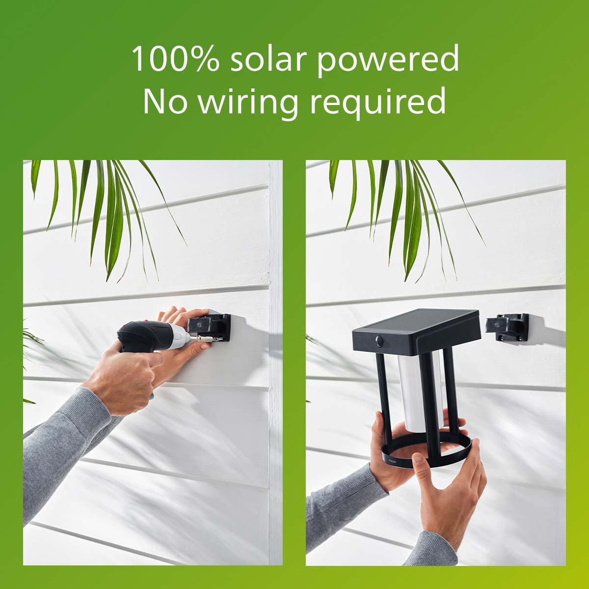 Philips Fyce Vägglampa Rak Solcell Ultra Efficient Led 200Lm Svart