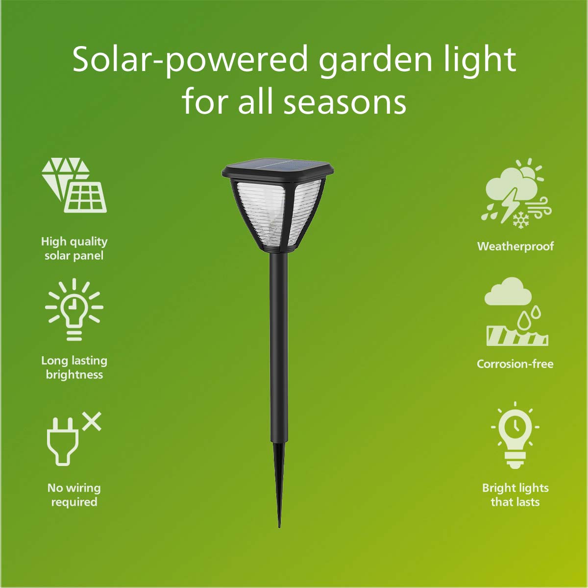 Philips Vapora Trädgårdslampa Solcell Led 200Lm Svart