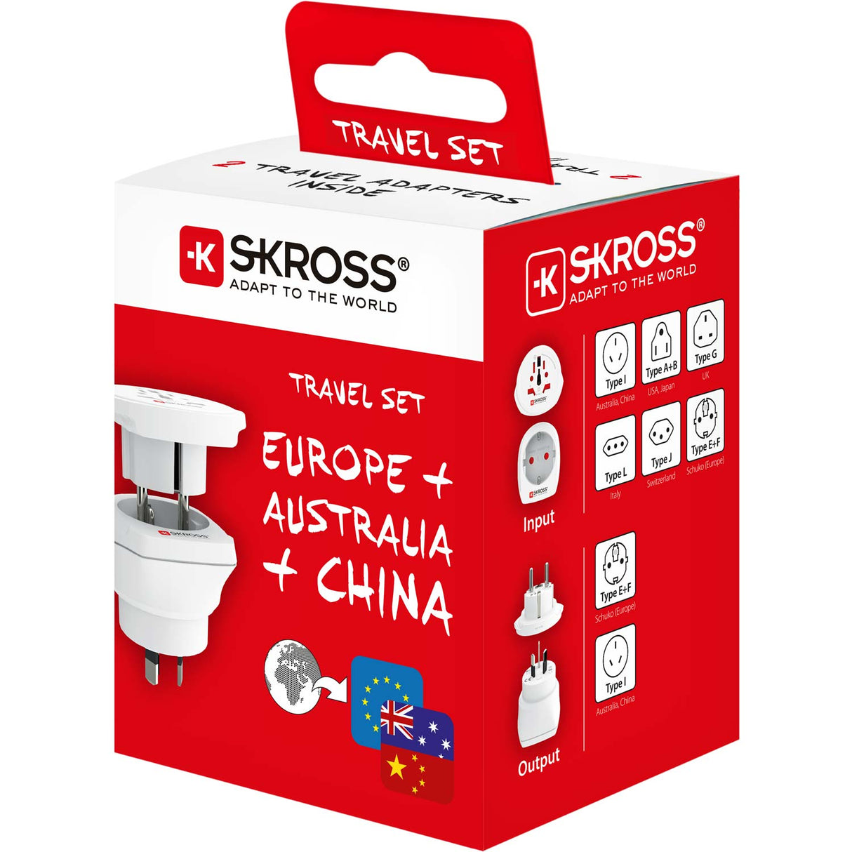 SKROSS Reseadapter Combo – Världen Till Australien/Kina + Europa Jordad