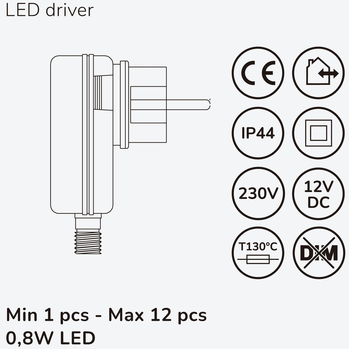 Llitt Allan Steplight kit 4-pack inkl strömadapter 12V 3000K 5lm IP67