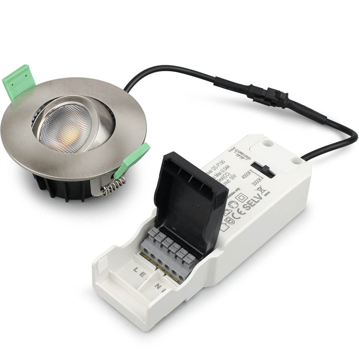 Llitt Sanna Dimbar Infälld Downlight 3000K/4000K 520Lm Ip65 1-Pack Borstad Stål