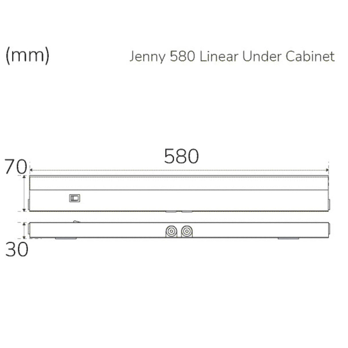 Llitt Jenny 580 Köksbänksbelysning Dimbar 3000K 1000Lm 580Cm