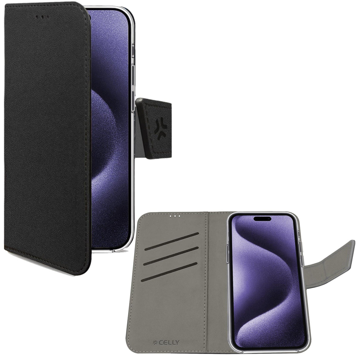 Celly Wally Wallet Case iPhone 16 Pro Max Svart