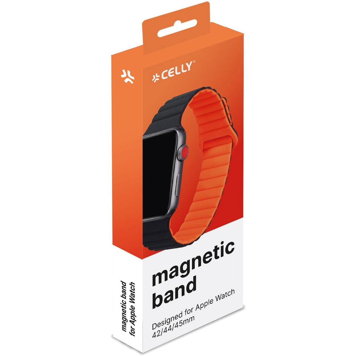 Celly Armband Till Apple Watch 42/44/45Mm Magnetiskt Svart/Orange