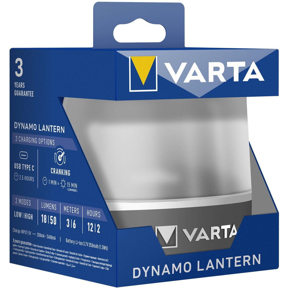 Varta L10R Dynamo-Lykta – Vev + USB-C 18/50 Lm