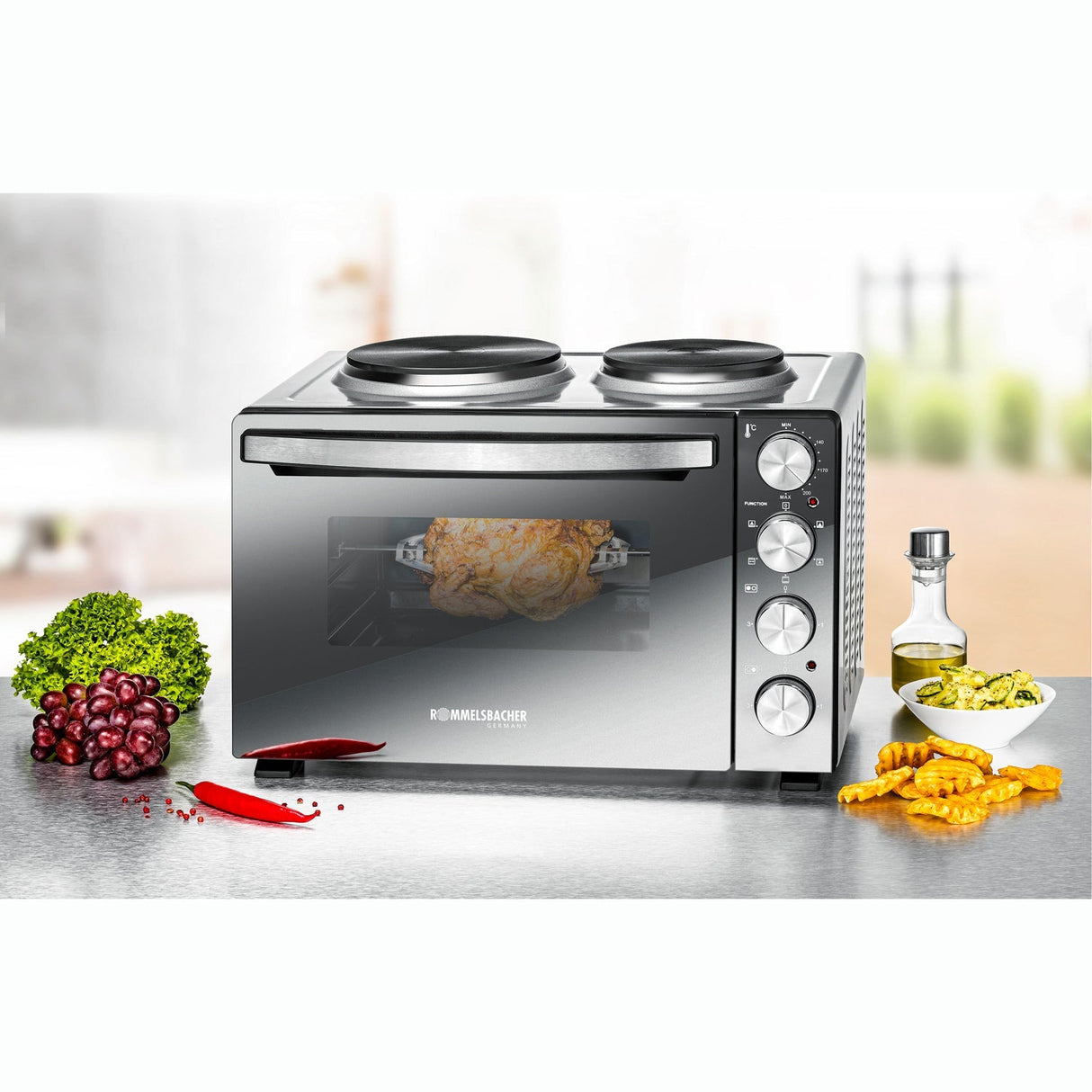 Rommelsbacher Bänkspis Med Plattor Km 3300 30L Spegelglas 3250W